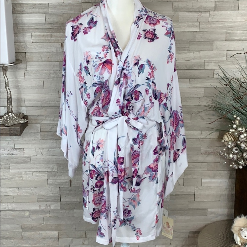 In Bloom by Jonquil Ivory/Mauve Floral Robe
